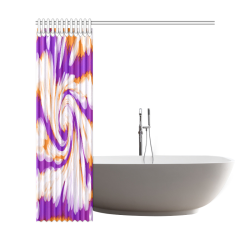 Purple Orange Tie Dye Swirl Abstract Shower Curtain 69"x72"
