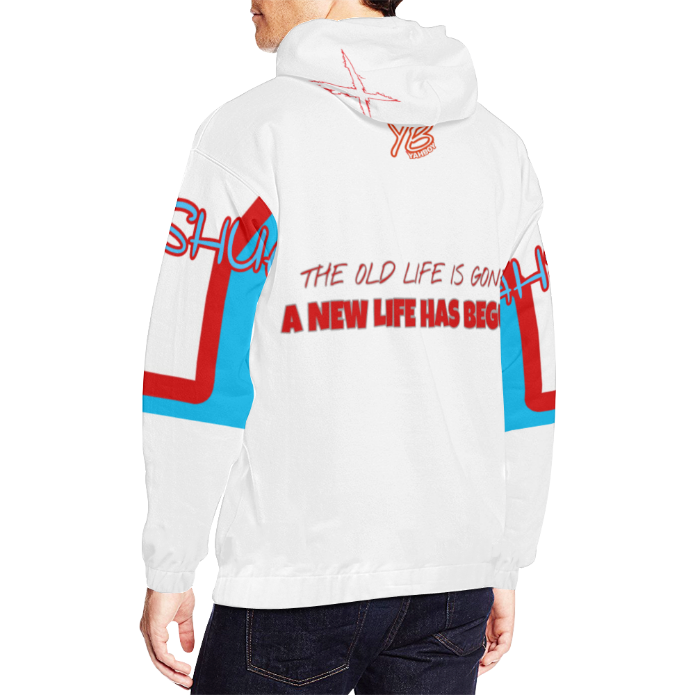 Saved Transformed Tee White All Over Print Hoodie for Men/Large Size (USA Size) (Model H13)