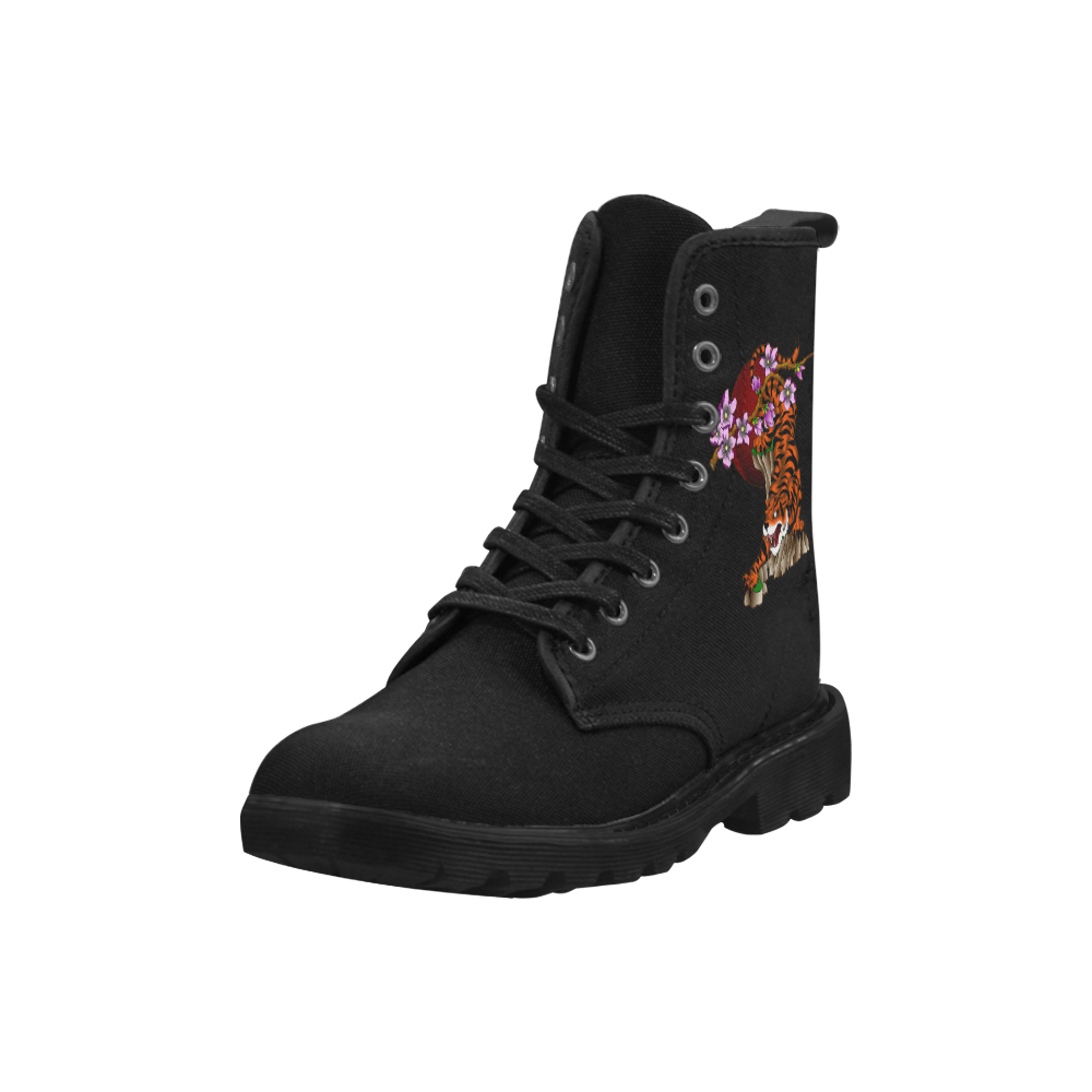 Tiger with cherry  blossom ss Martin Boots for Men (Black) (Model 1203H)