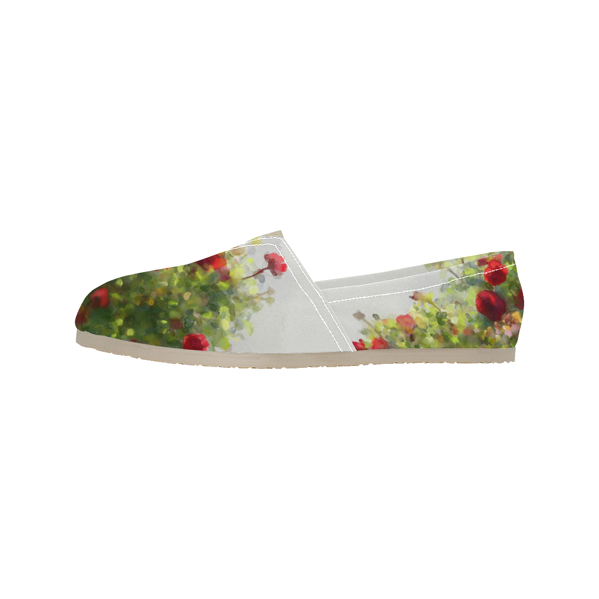 Red Roses , floral watercolor Women's Classic Canvas Slip-On (Model 1206)