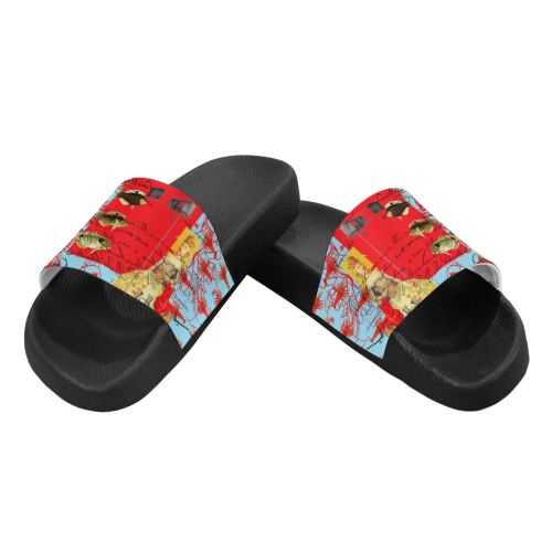 THE SHOWY PLANE HUNTER AND FISH IV Women's Slide Sandals (Model 057)