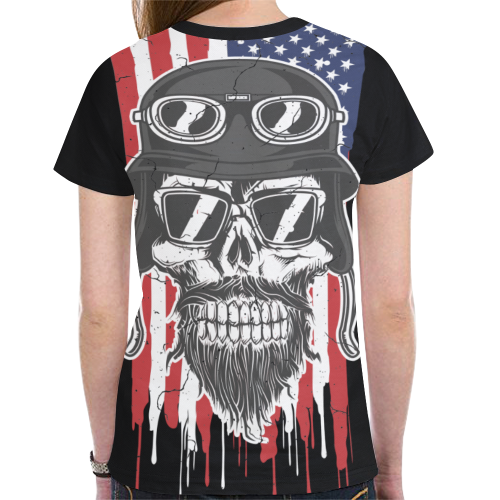 American Bikers Never Die - US Stars And Stripes F New All Over Print T-shirt for Women (Model T45)