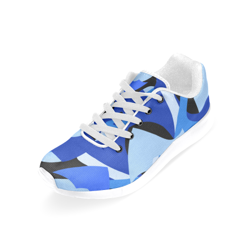Camouflage Abstract Blue and Black Men's Running Shoes/Large Size (Model 020)