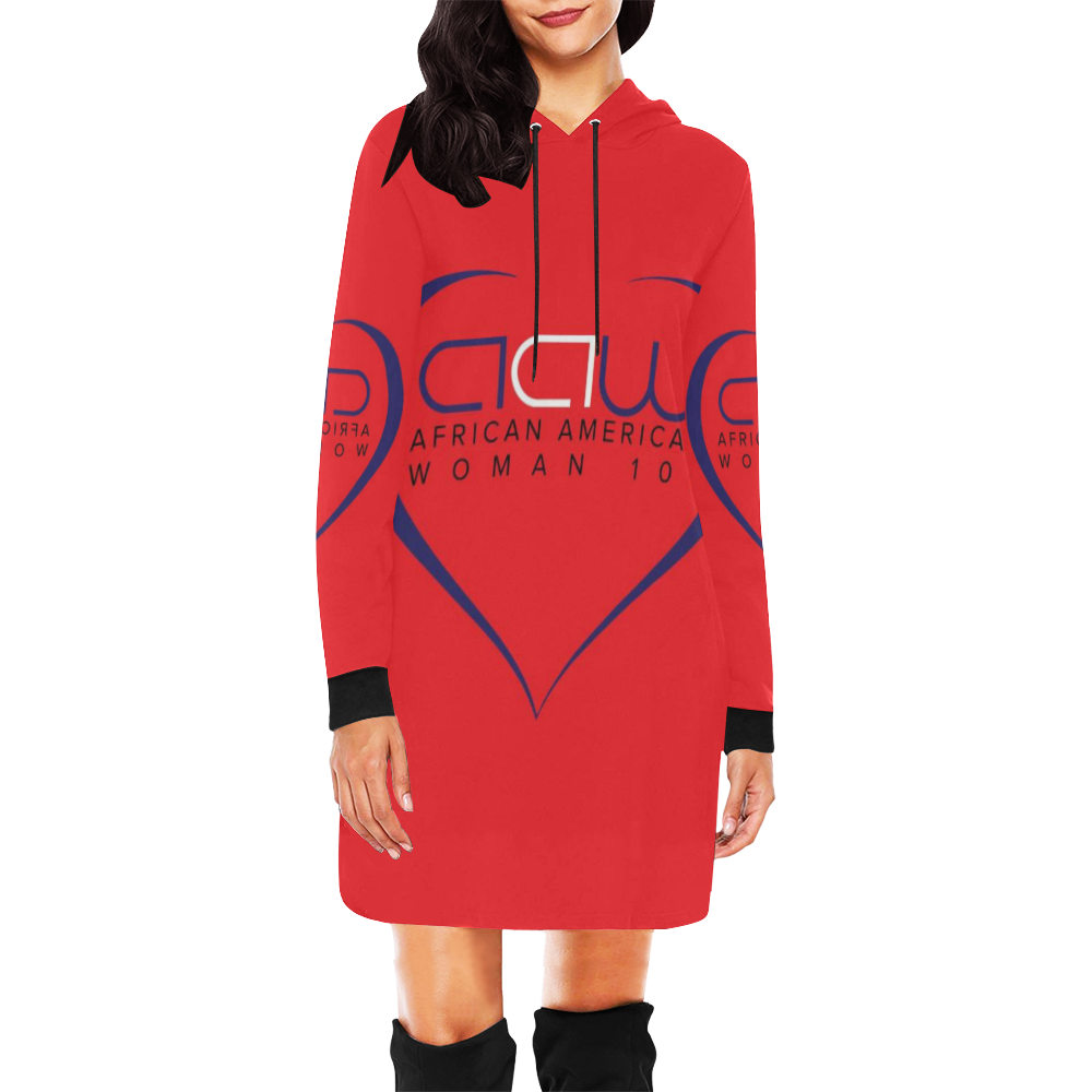 AAW101 Red Sweater Dress All Over Print Hoodie Mini Dress (Model H27)