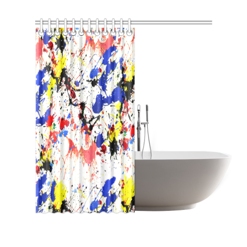Blue and Red Paint Splatter Shower Curtain 69"x70"