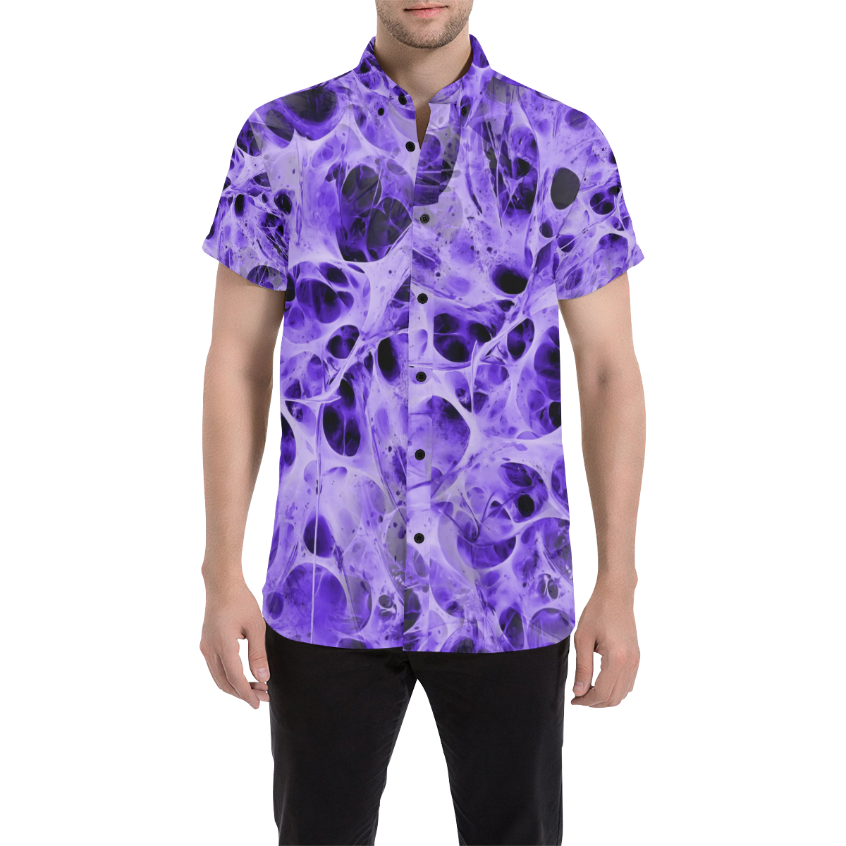 SPIDER WEB fractal - violet black Men's All Over Print Short Sleeve Shirt (Model T53)