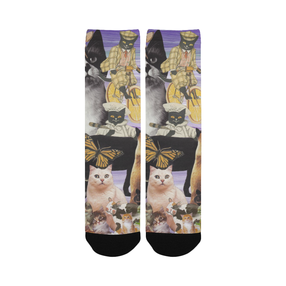 Cute Cat Collage 4 med socks Women's Custom Socks