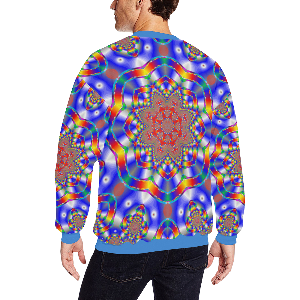 Blue Star All Over Print Crewneck Sweatshirt for Men (Model H18)