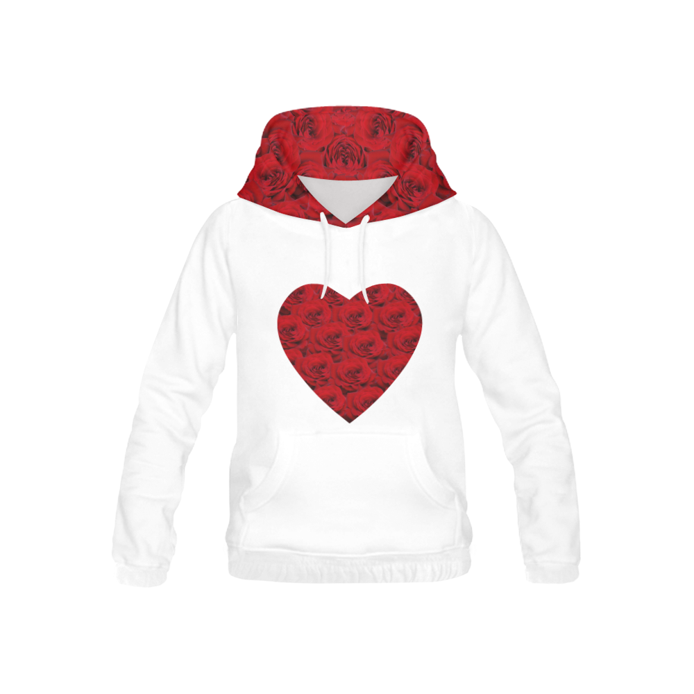 Red Roses Heart All Over Print Hoodie for Kid (USA Size) (Model H13)