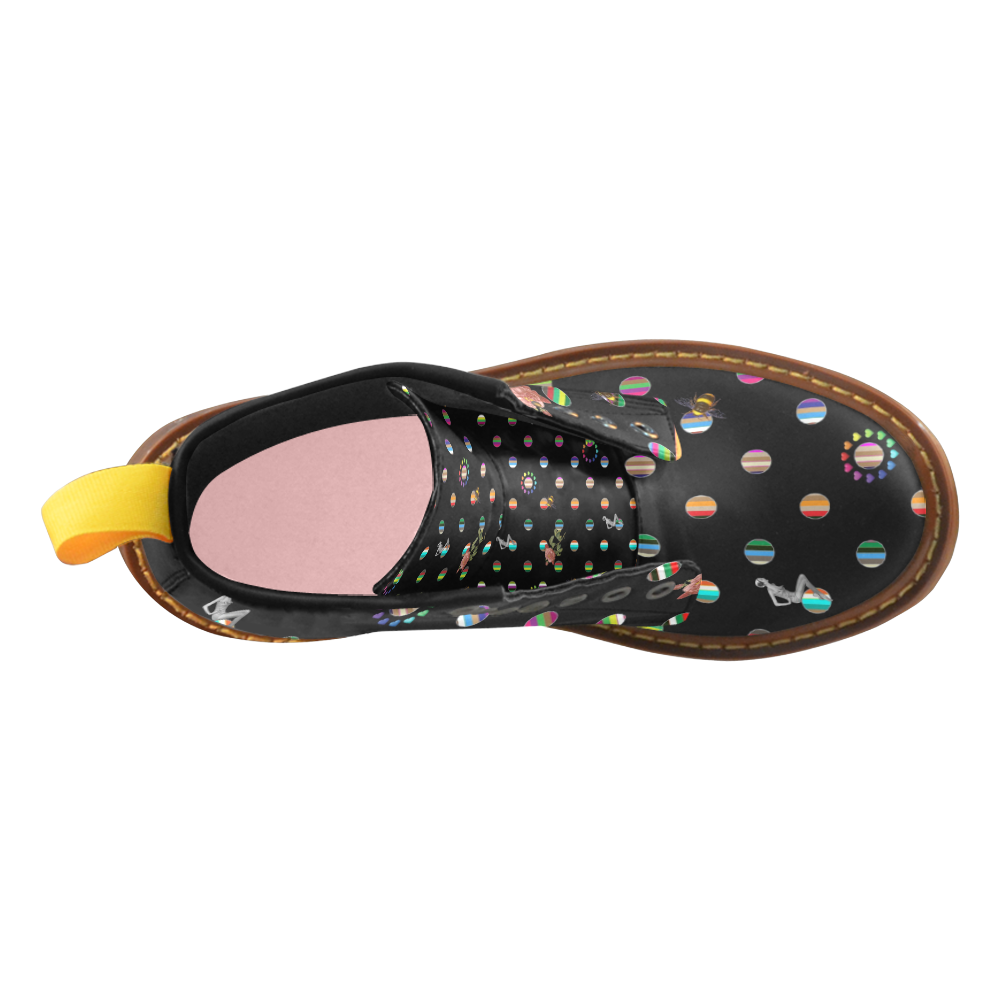 Rainbow Polka High Grade PU Leather Martin Boots For Women Model 402H