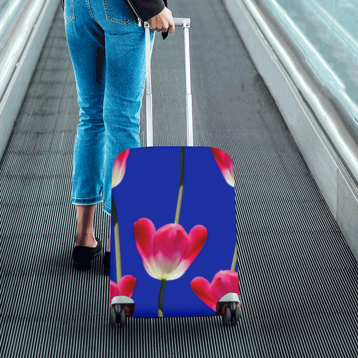 Pink Tulip Luggage Cover Luggage Cover/Small 18"-21"