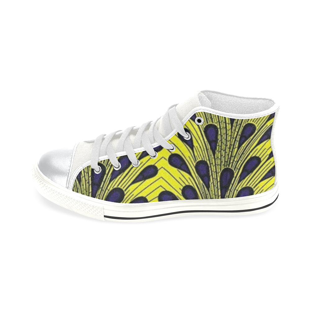 White yellow af Amerie' Bowde' High Top Canvas Shoes for Kid (Model 017)