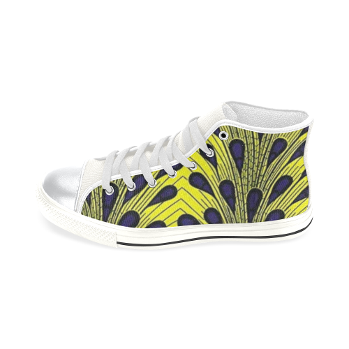 White yellow af Amerie' Bowde' High Top Canvas Shoes for Kid (Model 017)