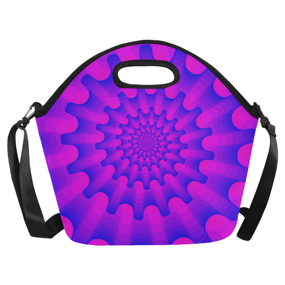 Pink blue shell spiral Neoprene Lunch Bag/Large (Model 1669)