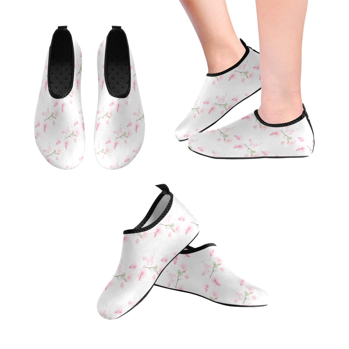 Pattern Orchidées Kids' Slip-On Water Shoes (Model 056)