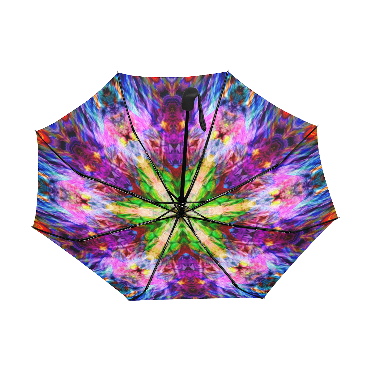 Multi-colored Crochet Anti-UV Auto-Foldable Umbrella (Underside Printing) (U06)