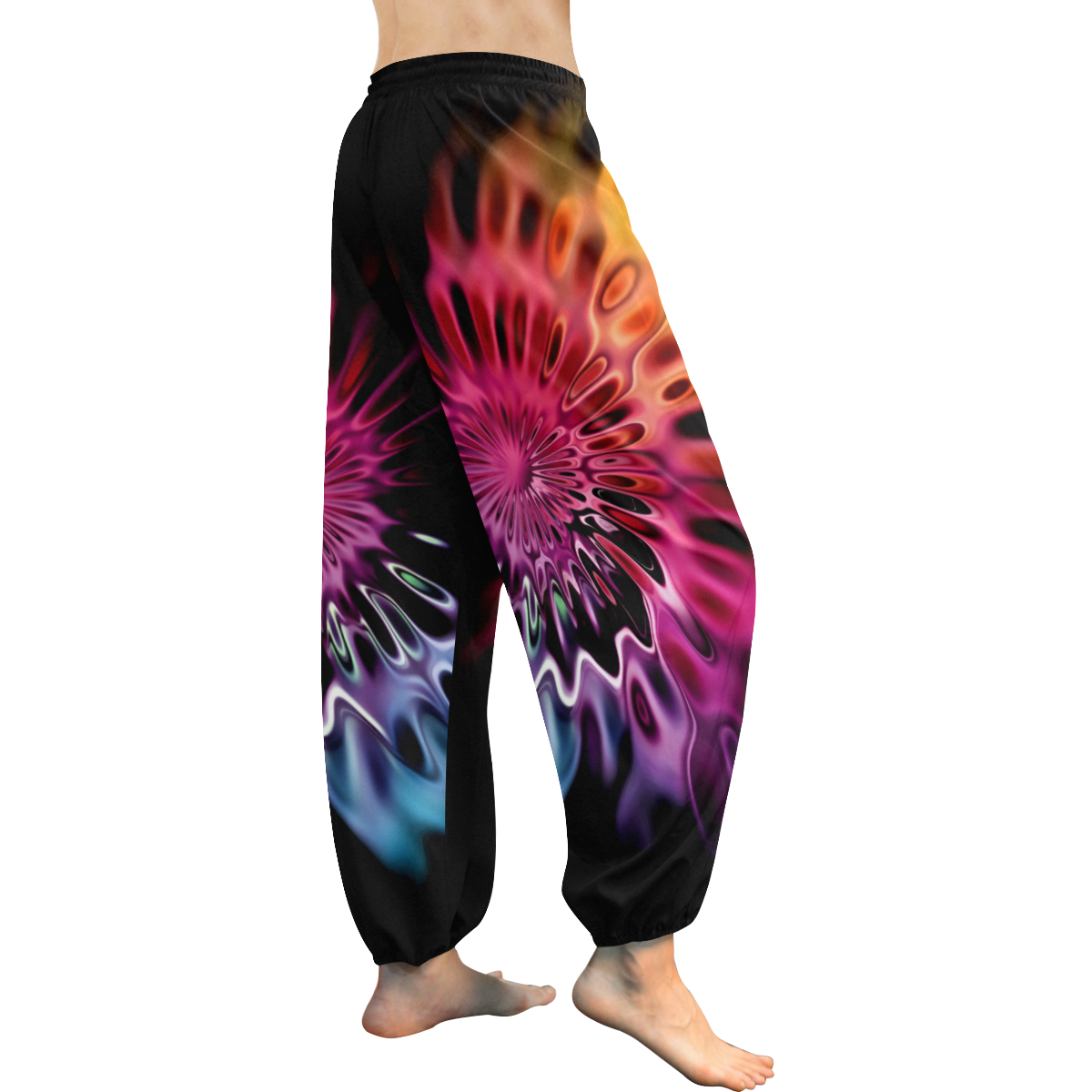 Magic Flower Flames Fractal - Psychedelic Colors Women's All Over Print Harem Pants (Model L18)