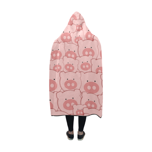 Pink Piggy Pigs Hooded Blanket 60''x50''