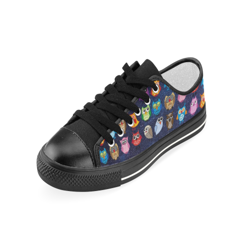 Owls on starry night Black Women's Classic Canvas Shoes (Model 018)