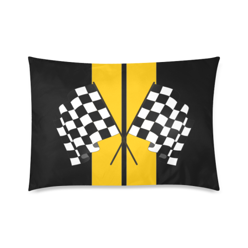 Race Car Stripe, Checkered Flag, Black and Yellow Custom Zippered Pillow Case 20"x30"(Twin Sides)