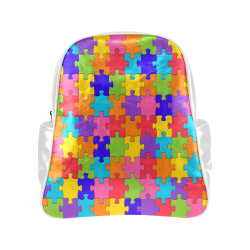 Rainbow Jigsaw Puzzle Multi-Pockets Backpack (Model 1636)