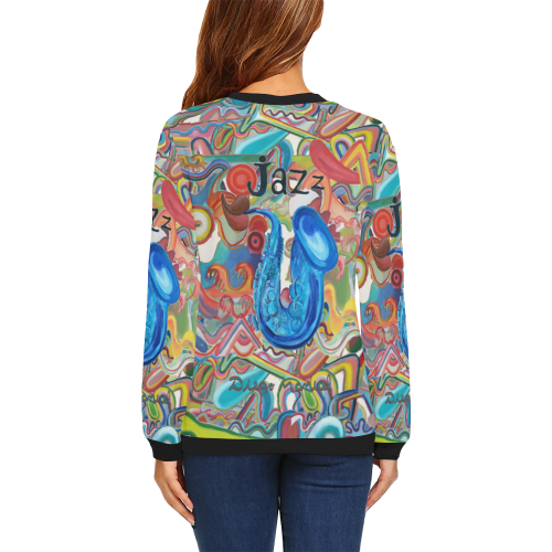 jazz-4-y-graffiti All Over Print Crewneck Sweatshirt for Women (Model H18)