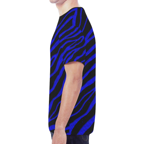 Ripped SpaceTime Stripes - Blue New All Over Print T-shirt for Men (Model T45)