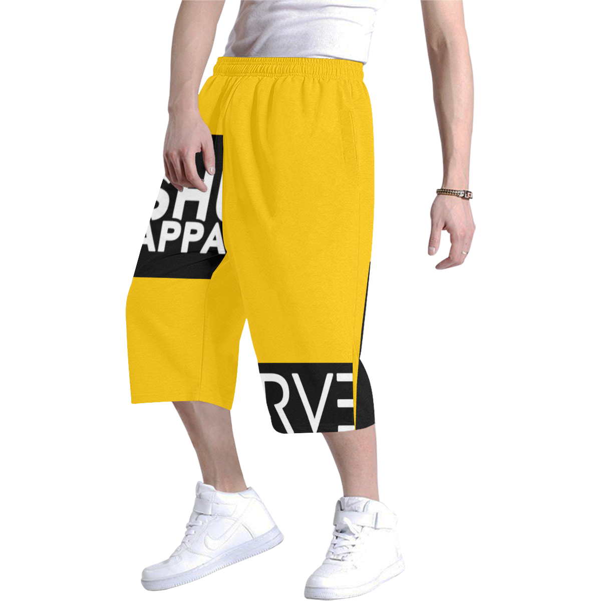 Yellow Men's All Over Print Baggy Shorts (Model L37)