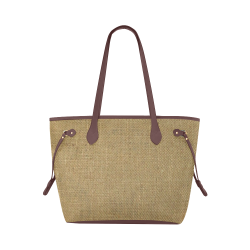 Burlap Coffee Sack Grunge Knit Look brown handle Clover Canvas Tote Bag (Model 1661)