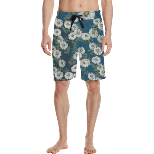 The Lowest of Low Daisies Peacock Men's All Over Print Casual Shorts (Model L23)