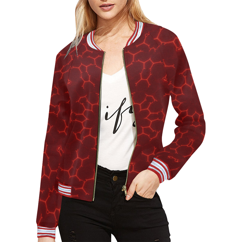 Warm Floral All Over Print Bomber Jacket for Women (Model H21)
