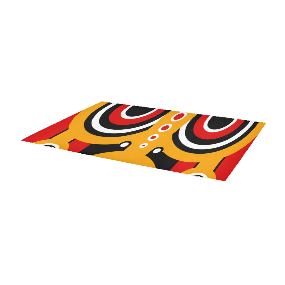 Red Yellow Tiki Tribal Area Rug 9'6''x3'3''