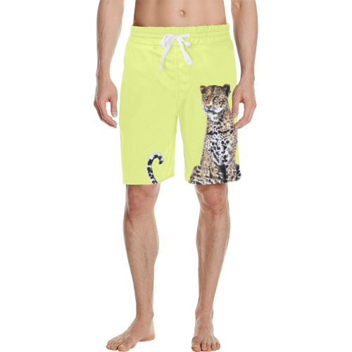 Rodger Leopard front print on Unicorn yellow Men's All Over Print Casual Shorts (Model L23)