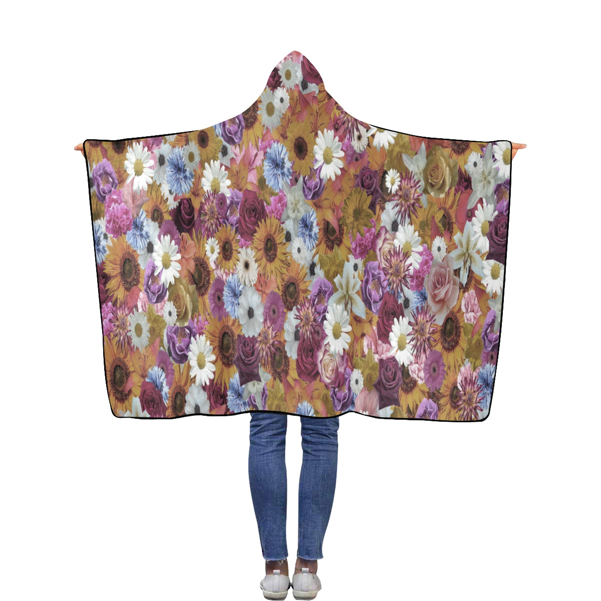 Purple Rust Fantasy Garden Flannel Hooded Blanket 40''x50''