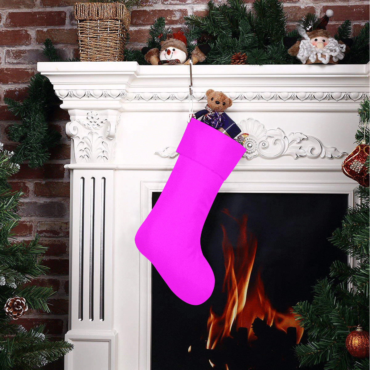 color fuchsia / magenta Christmas Stocking