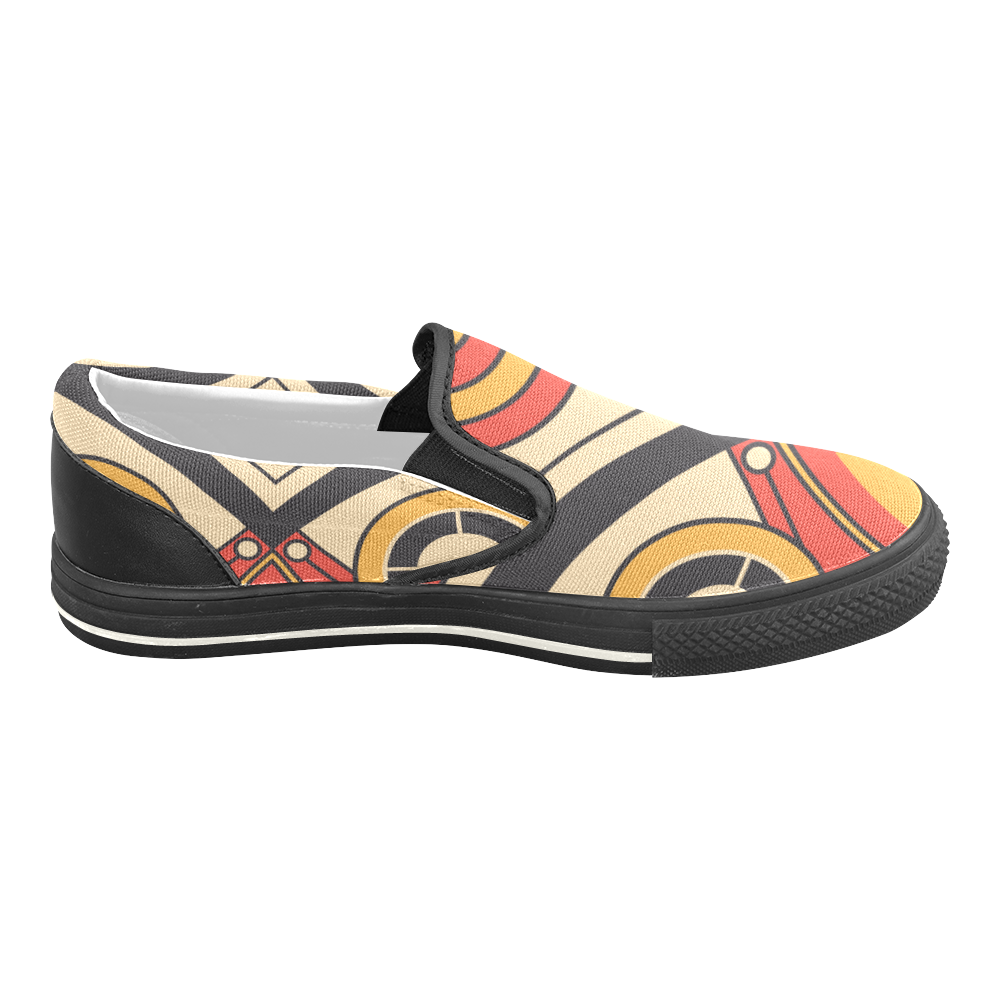 Geo Aztec Bull Tribal Women's Slip-on Canvas Shoes/Large Size (Model 019)