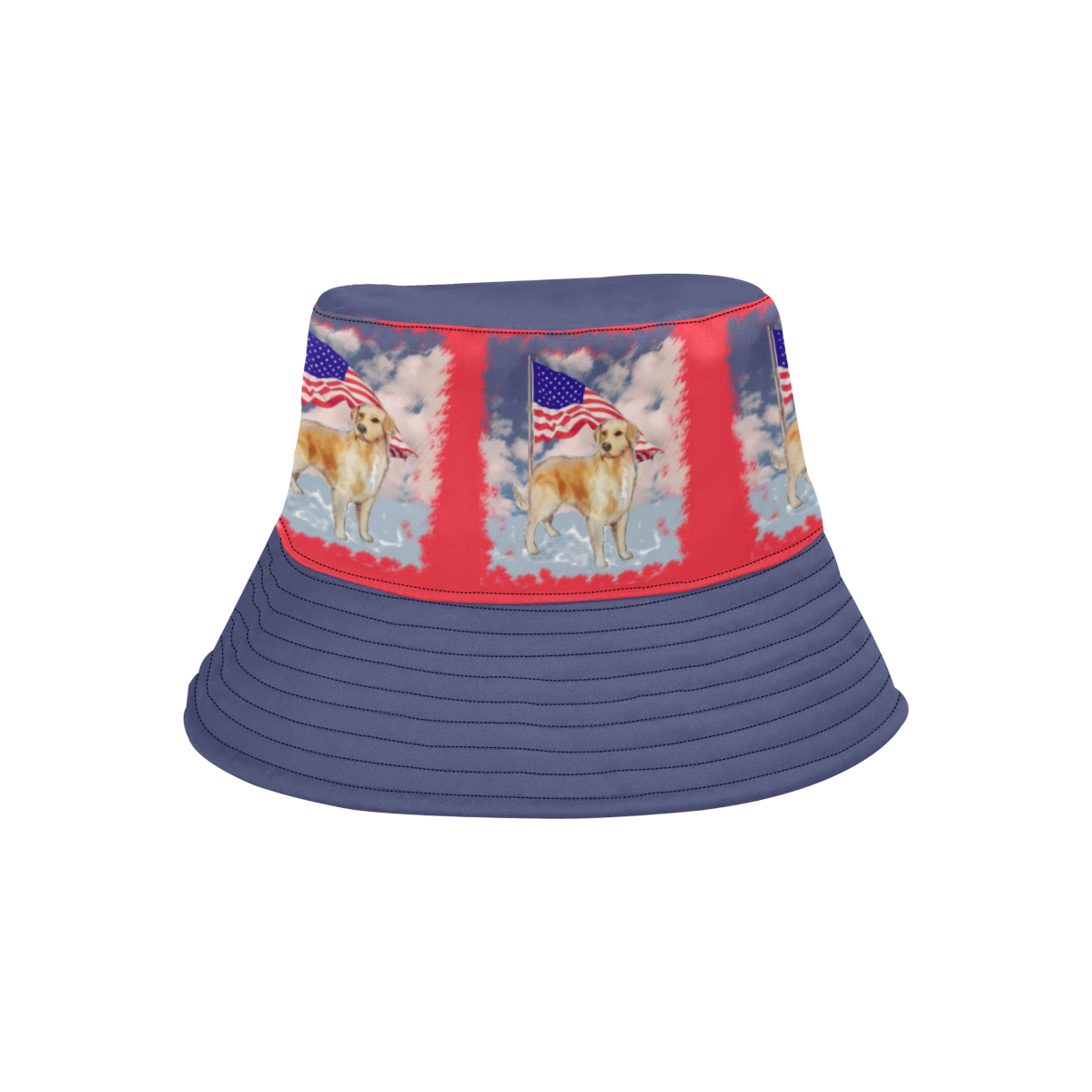 Golden Retriever with Flag bucket hat All Over Print Bucket Hat