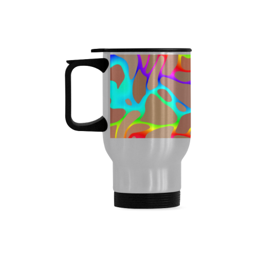 Colorful wavy shapes Travel Mug (Silver) (14 Oz)