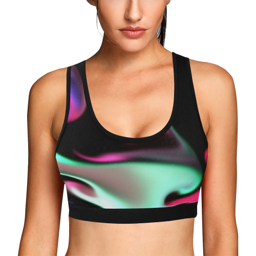 bright pink smokey glaxey all over print sports bra by FlipStylez Designs Women's All Over Print Sports Bra (Model T52)