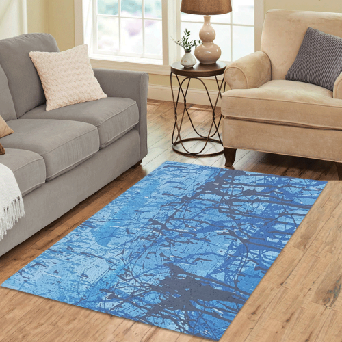 Blue splatters Area Rug 5'3''x4'