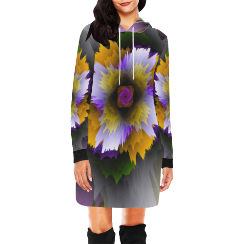 3d flowers All Over Print Hoodie Mini Dress (Model H27)