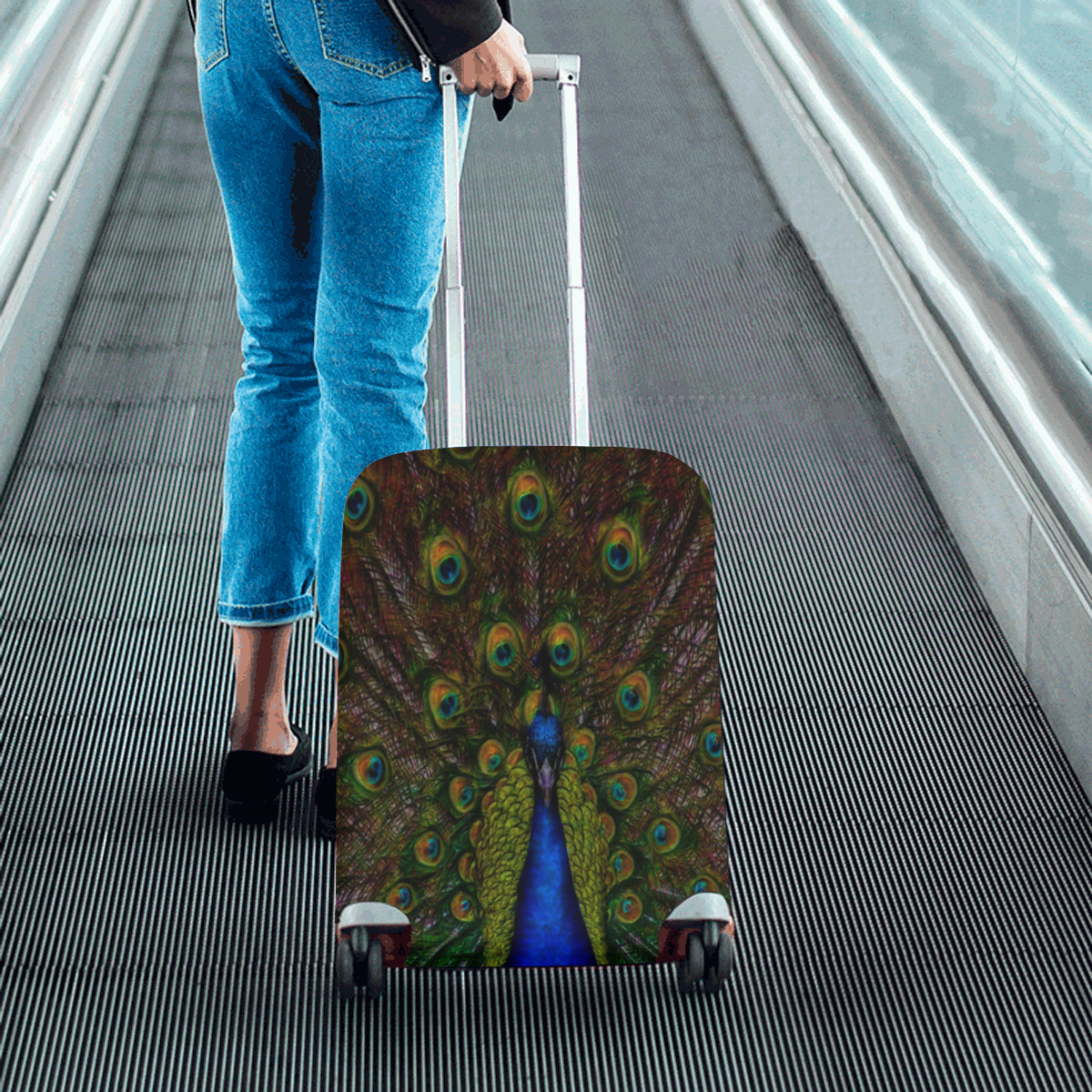 Awesome Peacock Luggage Cover/Small 18"-21"