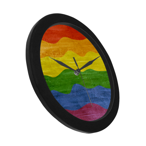Gay Pride - Rainbow Flag Waves Stripes 3 Circular Plastic Wall clock