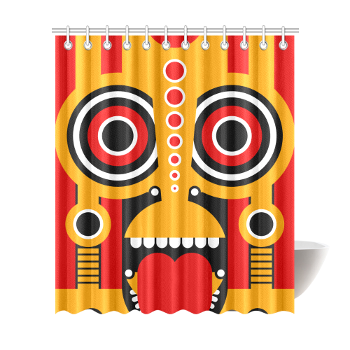 Red Yellow Tiki Tribal Shower Curtain 72"x84"