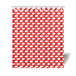 Clouds with Polka Dots on Red Shower Curtain 72"x84"