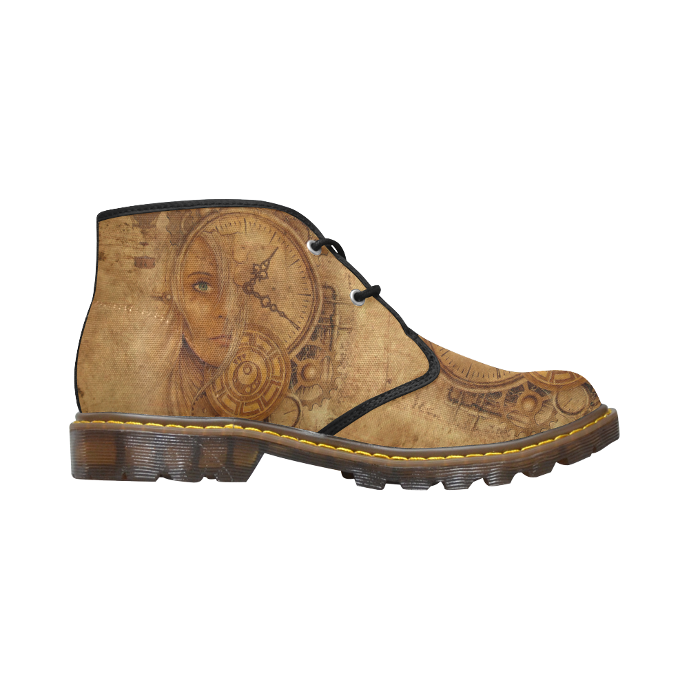 A Time Travel Of STEAMPUNK 1 Men's Canvas Chukka Boots (Model 2402-1)