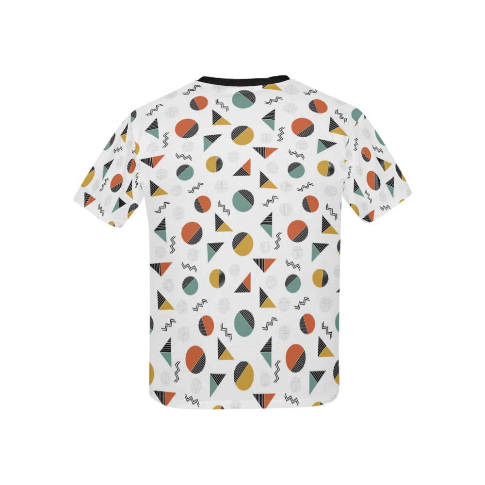 Geo Cutting Shapes Kids' All Over Print T-Shirt with Solid Color Neck (Model T40)
