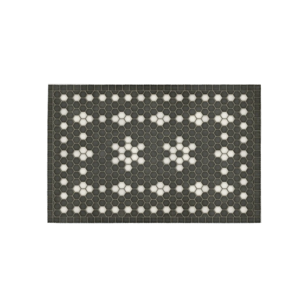 Ayumi Black, Ivory Mosaic Area Rug 5'x3'3''
