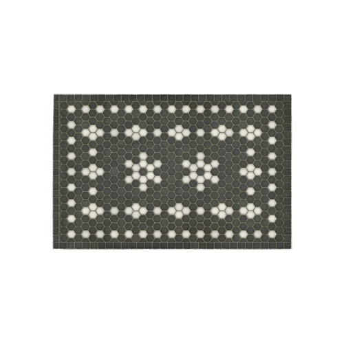 Ayumi Black, Ivory Mosaic Area Rug 5'x3'3''