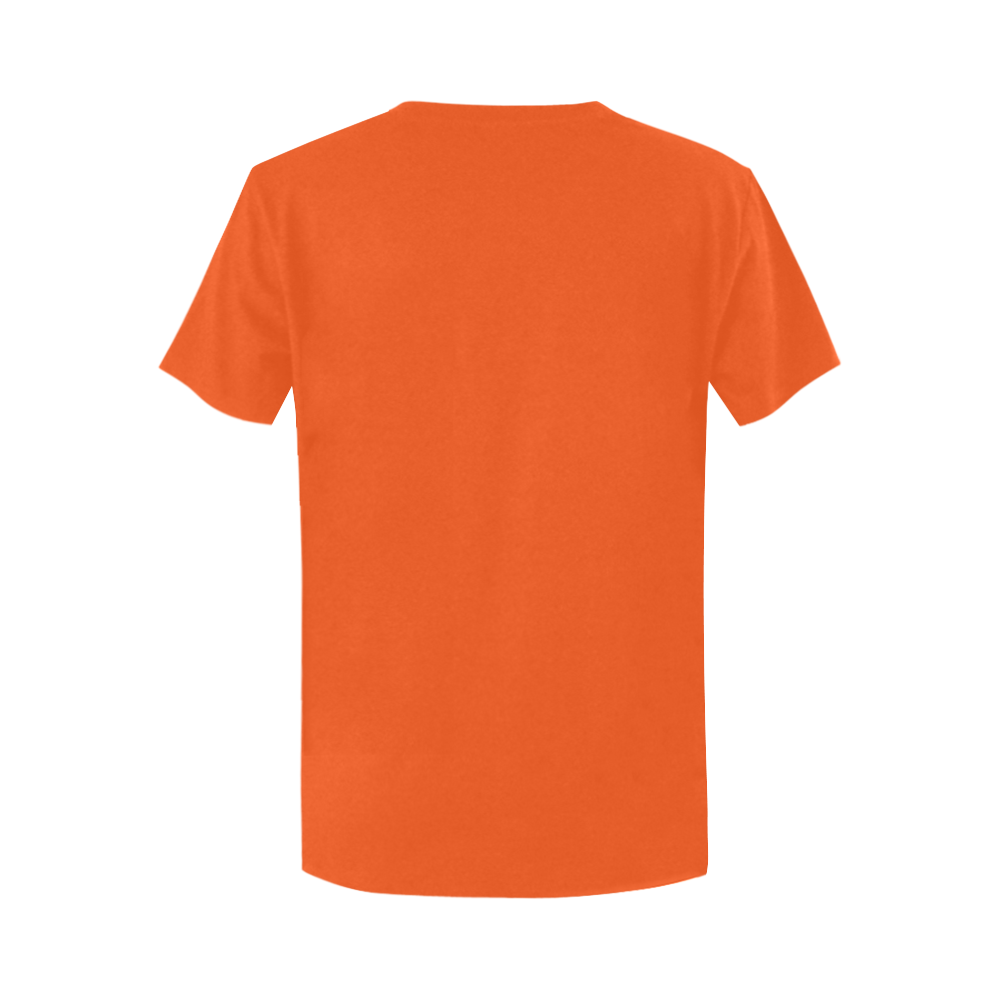 Spring Flower Unicorn Skull Orange Women's T-Shirt in USA Size (Two Sides Printing)